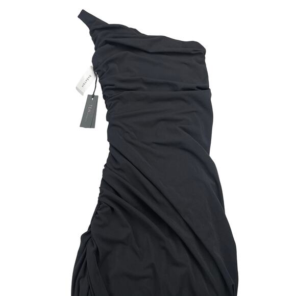 TEN BABATON Aritzia Veritgo Midi Body Hugging One Shoulder Dress Sz 2XS Black - Picture 4 of 9